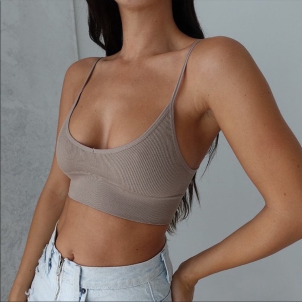 Low Back Seamless Bralette - MOCHA - Picture 1 of 10